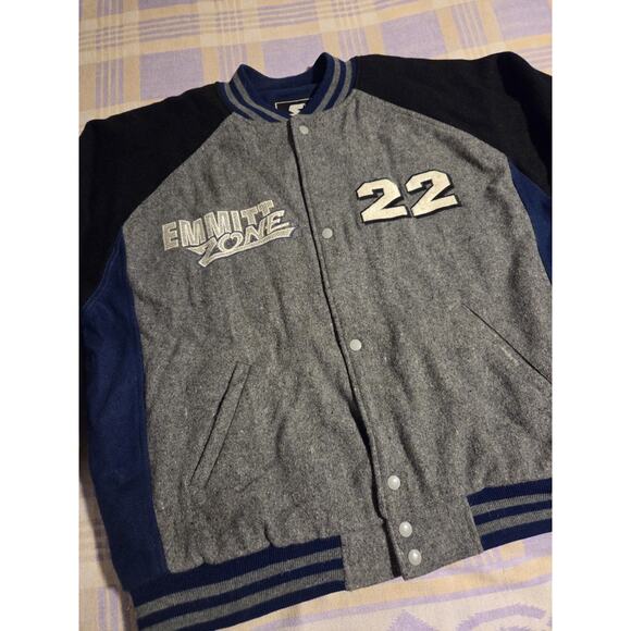 RARE Vintage Starter Emmitt Zone Smith NFL Dallas Cowboys Wool Jacket Large 90s - Picture 12 of 13